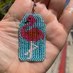 Flamingo beaded earrings